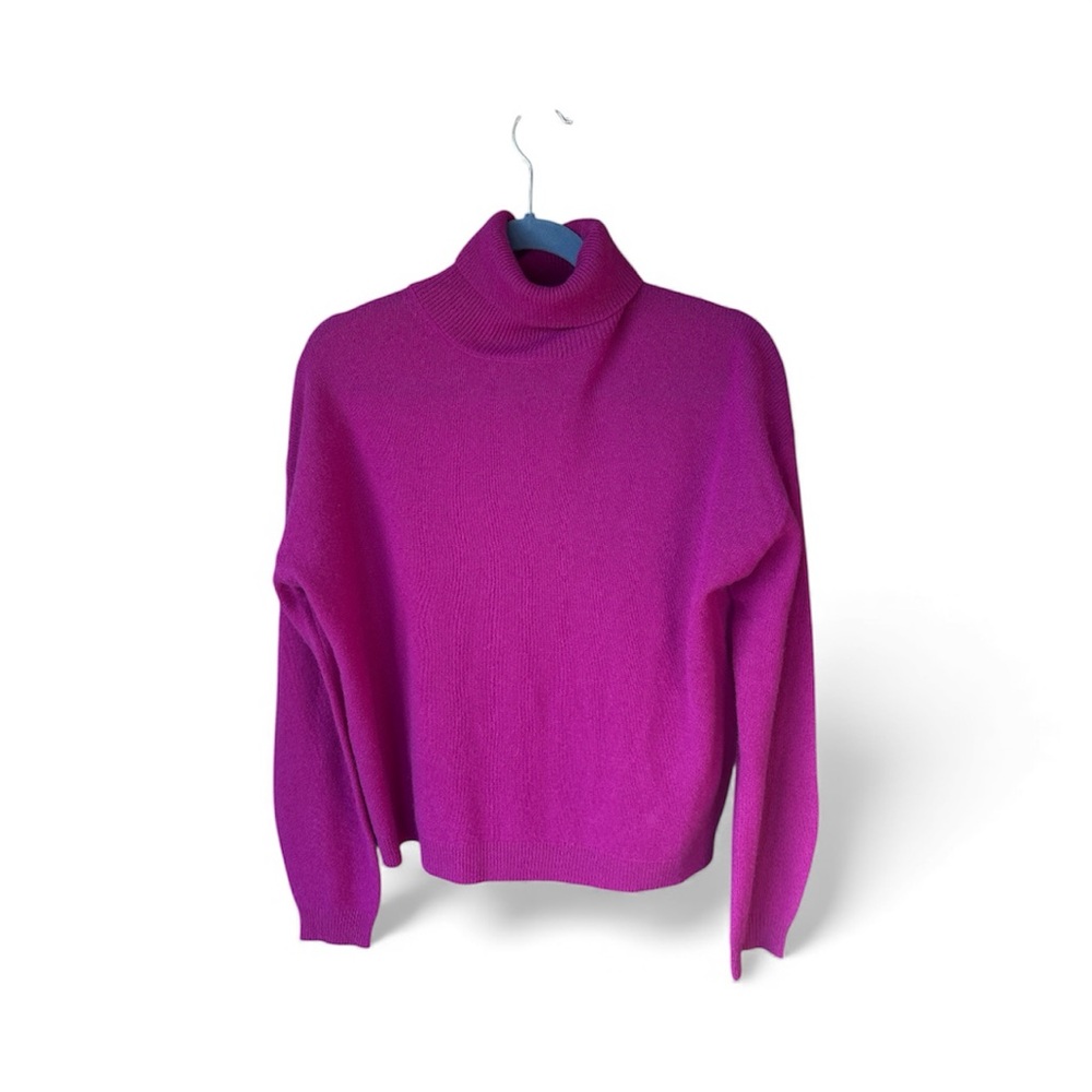 Women's Fuchsia Turtleneck Sweater 100% Cashmere